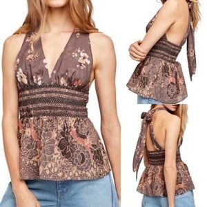 NWT Free People XS Halter Tank Brown